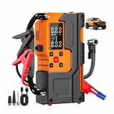 DRAGON ECOM INTERNATIONAL LIMITED Booster de démarrage automatique 120W 12V avec compresseur d'air – Gonfleur de pneus portable et banque d'alimentation 10000mAh, chargement Type-C, lampe d'urgence LED