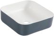 Differnz Nila Waskom - Keramiek - Vierkant - Blauw/Wit - 37,5 x 37,5 x 13 cm