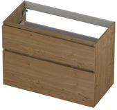 INK - Onderkast 2 Laden Greeploos Fineer Eiken met Houten Keerlijst A-symmetrisch - 900x450x650 Mm - Natur Fineer