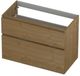 INK - Onderkast 2 Laden Greeploos Fineer Eiken met Houten Keerlijst A-symmetrisch - 900x450x650 Mm - Natur Fineer