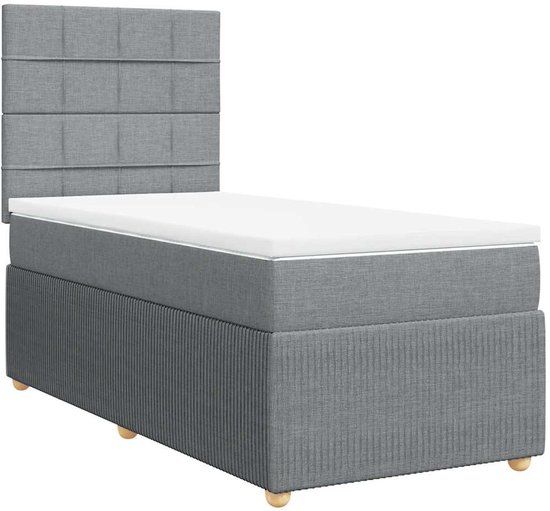 vidaXL Boxspring met matras stof lichtgrijs 90x190 cm