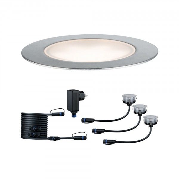 Paulmann Plug & Shine Floor Eco - Grondspot - Basisset - 3 stuks - Zilver