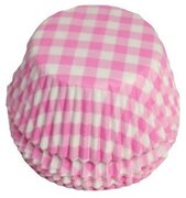 House of Marie Cupcake Cups Boerenbont Ruit Roze 50x33mm. 50st