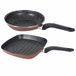 Gerimport Burgos Set van 2x stuks aluminium bruine koekenpan en grillpan met anti-aanbak laag - pannenset