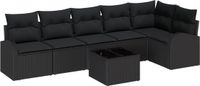 vidaXL Tuinbank Set 7-delig Zwart Polyrattan