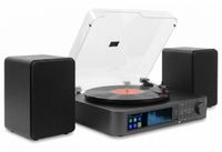 Audizio Norfolk Platine vinyle avec enceintes et Bluetooth, radio DAB+, noir