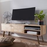 FineBuy HiFi Lowboard SIKAR Mango Massivholz meuble TV 145x47x35 cm