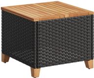 vidaXL Tuintafel, zwart, 45 x 45 x 37 cm, polyrotan en acaciahout