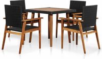 vidaXL - 5-delige - Tuinset - poly - rattan - zwart - en - bruin