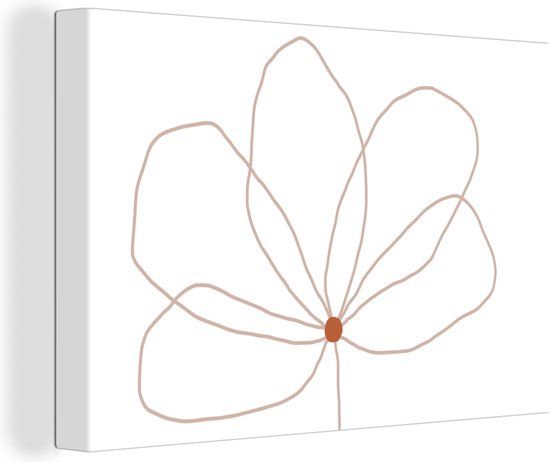 OneMillionCanvasses Canvas Schilderij 180x120 cm - Bloem Line Art - Multicolor - Modern - Wanddecoratie