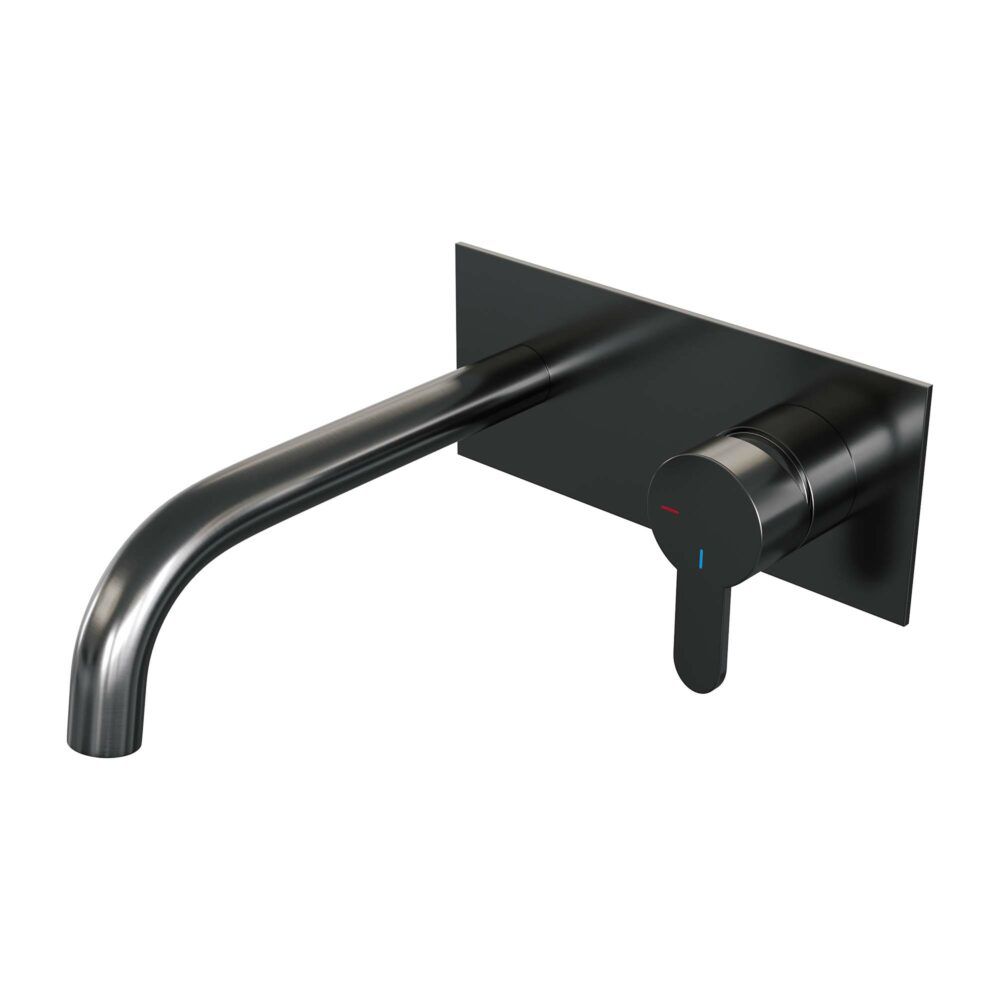 Brauer Gunmetal Edition Inbouw Wastafelmengkraan Gebogen Uitloop - Zwart