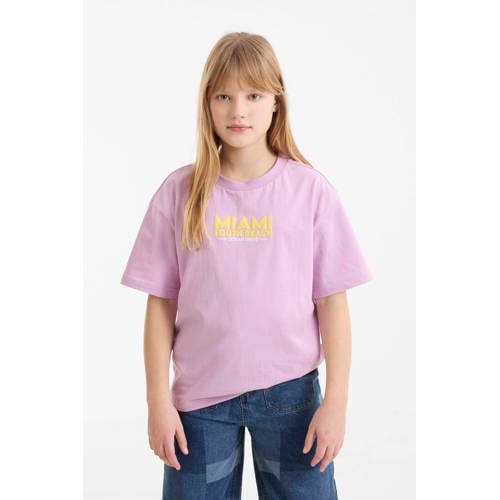 Me & My Monkey oversized T-shirt met printopdruk paars