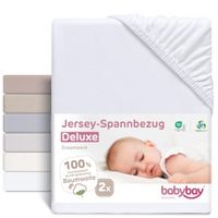 babybay Jersey hoeslaken Deluxe dubbelpak geschikt voor model boxspring XXL, wit