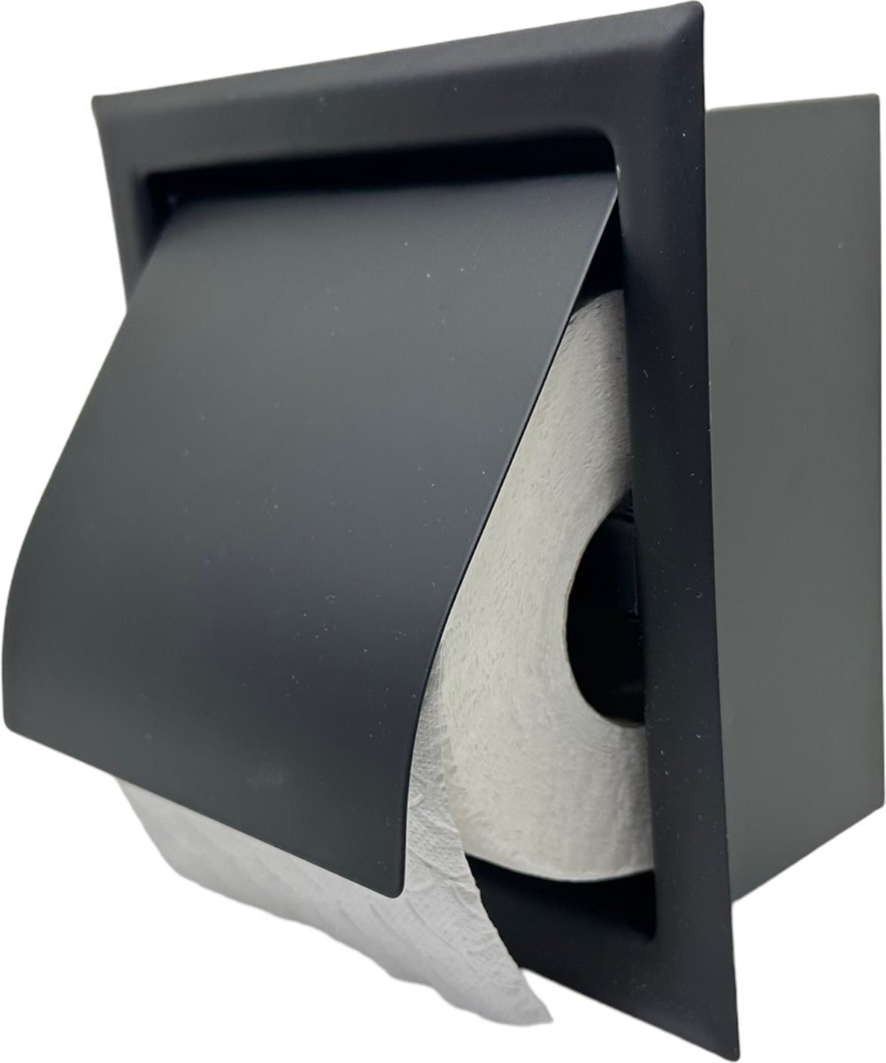 Algemeen Maison DAM - Inbouw Toiletrolhouder mat zwart - RVS mat zwart gepoedercoat - hoge kwaliteit - wc rolhouder - industriële style