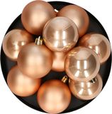 Decoris Kaemingk B.V. Kerstballen - 12 stuks - kunststof - lichtbruin - 6 cm
