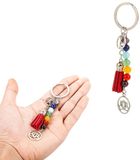 POFET Charmante Chakra's Energie Edelsteen Kralen Lotus Kwastje Hanger Sleutelhanger Cadeaus