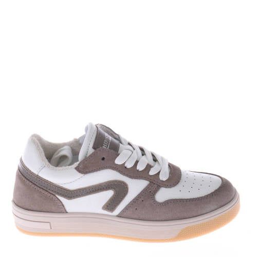Hip leren sneakers wit/taupe