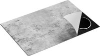 Chefcare Inductie Beschermer Abstracte Kunst - Grijze Cement - Zwart Wit - 80x52 cm