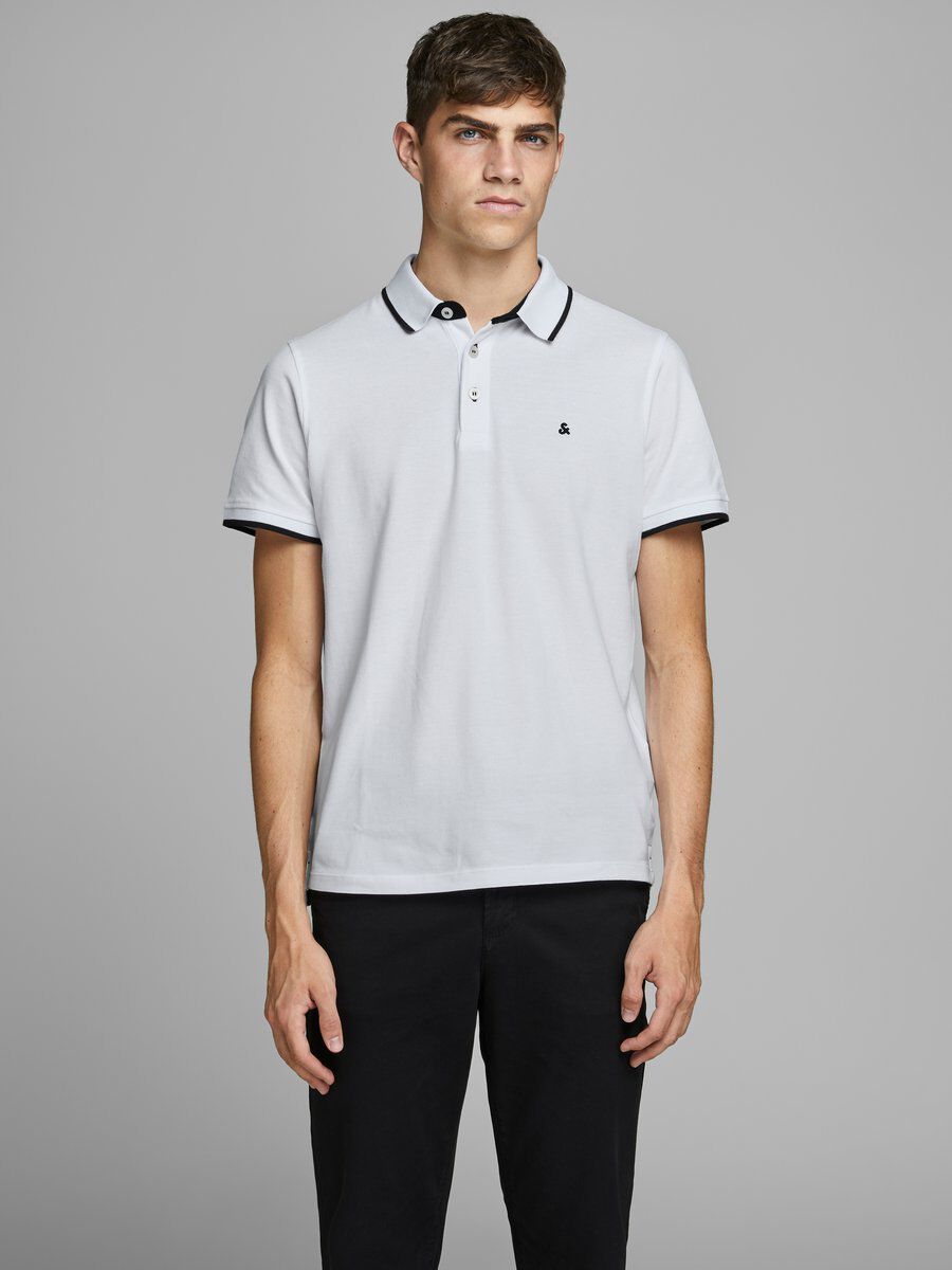 JACK & JONES JJEPAULOS Polo Shirt - White - Size S