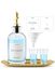 Moryimi Mondspoeldispenser, glazen mondspoelkaraf voor badkamer, mondspoelcontainer mondspoelfles met schenktuit, herbruikbare mondspoeldispenser set met kopjes, gouden lade en trechter