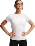 Nike One Fitted Dames Training Shirt Wit-zwart Maat L