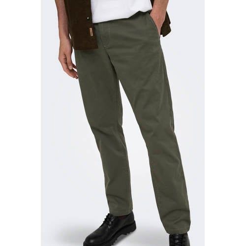 ONLY & SONS regular fit chino - donkergroen