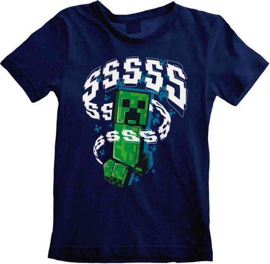 Minecraft Kids - Creeper Unisex T-shirt - donkerblauw - 104