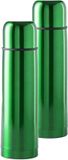 Merkloos RVS Thermosfles/Isoleerkan - 2x - 500 ml - Groen