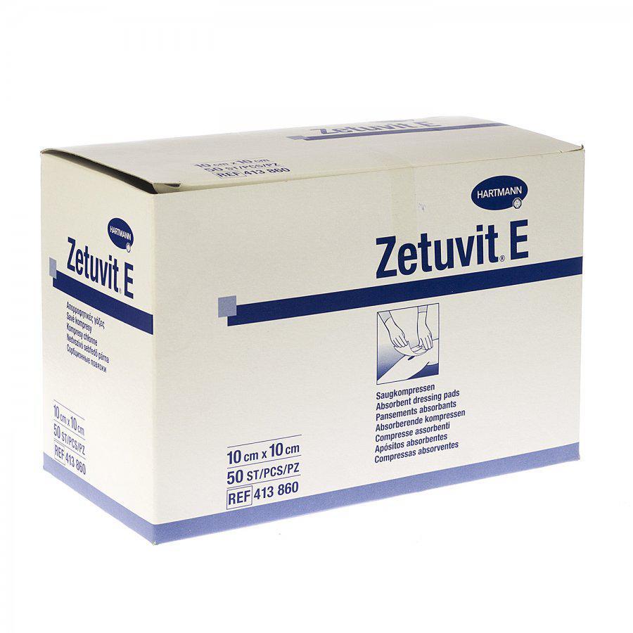 Zetuvit E niet-steriele absorberende kompressen 10cmx10cm 50 stuks