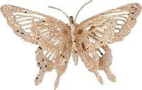 Cosy & Trendy Kerstboomversiering - vlinder - goud glitter - op clip 15 cm