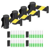 Barrière à rouleau murale, 3 mètres, jaune-noir, 4 pièces