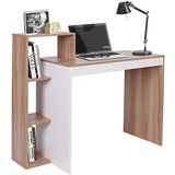 BAKAJI Bureau met boekenkast, 4 planken, werktafel, pc-deur, frame en tafelblad van MDF-hout, decoratie voor thuis, kantoor, kinderkamer, afmetingen 110 x 90 x 40 cm (walnoot)