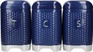 Merkloos Theeblik, Koffieblik en Suikerblik Set - 3 stuks - Middernacht Marineblauw - Staal