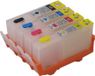 HP Cartouches rechargeables, compatibles avec HP 364 - 4 cartouches d'imprimante rechargeables pour Photosmart 5510, 5514, 5515, 5520, 5522, 5524, 5525, 6500...