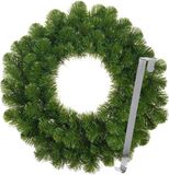 Merkloos Kerstkrans 45 cm - groen - met zilveren hanger/ophanghaak - kerstversiering