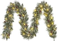 Black Box Trees Vandans Guirlande met LED Verlichting - Kerstversiering voor Sfeervolle Kerstdecoratie - Slinger met Dennenappels en Kunstsneeuw - Kerstslinger van 270 cm - Groen