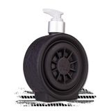 Accentra WHEEL Zeepdispenser in bandendesign, velgenlook, met 320 ml handzeep in pompdispenser, vloeibare zeep, geur: sandelhout en muskus, cadeau-idee