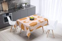Bonamaison Tafelkleed, Anti-Mold, Sneldrogend, Waterdicht, 100% Polyester Tafellaken, Oranje, gebroken wit, 140 x 140 Cm