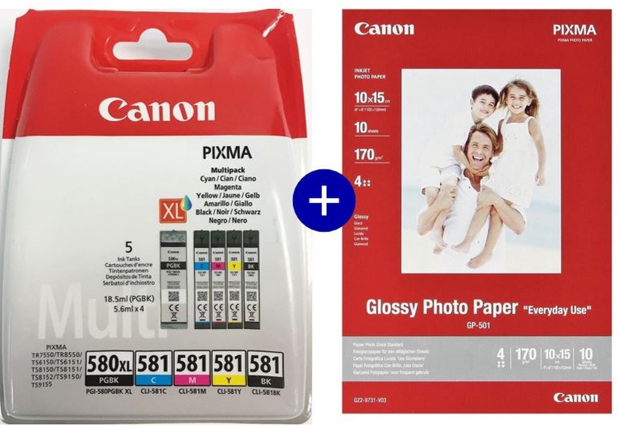Canon PG-580XL & CLI-581 - Inktcartridge - Incl. Fotopapier