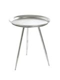 HAKU Bijzettafel rond zilver metaal ronde salontafel klein - Maat: H 54 cm x Ø 44 cm, Stijl: Modern