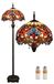 Lampe sur pied style Tiffany - abat-jour 40 cm - 165 cm de haut - pied en résine aspect laiton rétro