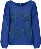 Only Trui Onlalyssa Life Ls Emb O-neck Knt 15353247 Surf The Web/medium Gre Dames Maat - S