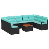 vidaXL Tuinbank - Set - 10 - st - Zwart - poly - rattan