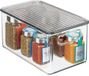 MDESİGN Boîte de rangement avec couvercle, boîte de réfrigérateur empilable pour aliments, stockage en plastique sans BPA pour la cuisine ou le réfrigérateur, transparent/gris fumé