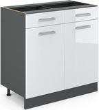 Vicco R-Line Keukenonderkast – 80 cm WB Marmer Wit Hoogglans