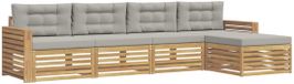 vidaXL - Buiten - bank - set - 5 - st - Wit - en - Lichtgrijs
