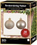 Bellatio Decorations 24 Stuks mix glazen Kerstballen pakket licht parel/champagne 6 cm