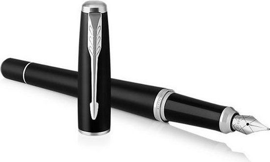 Parker Urban vulpen | Matzwart en chroom | Medium penpunt | Blauwe inkt