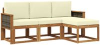 vidaXL Acacia Hout Bank Loungeset 4-delig Natuurlijk en Crème