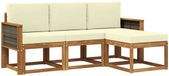 vidaXL Acacia Hout Bank Loungeset 4-delig Naturel et Crème